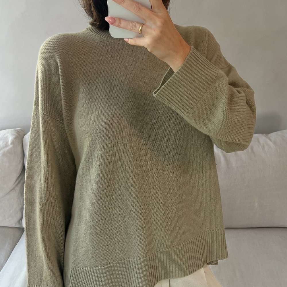 Jenni Kayne Green Cashmere Boyfriend Sweater